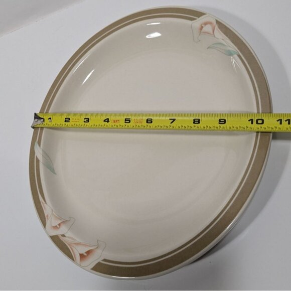 Syracuse China Calla Lily Oval Dinner Plate Cream Brown Floral Design Vintage - Picture 4 of 10